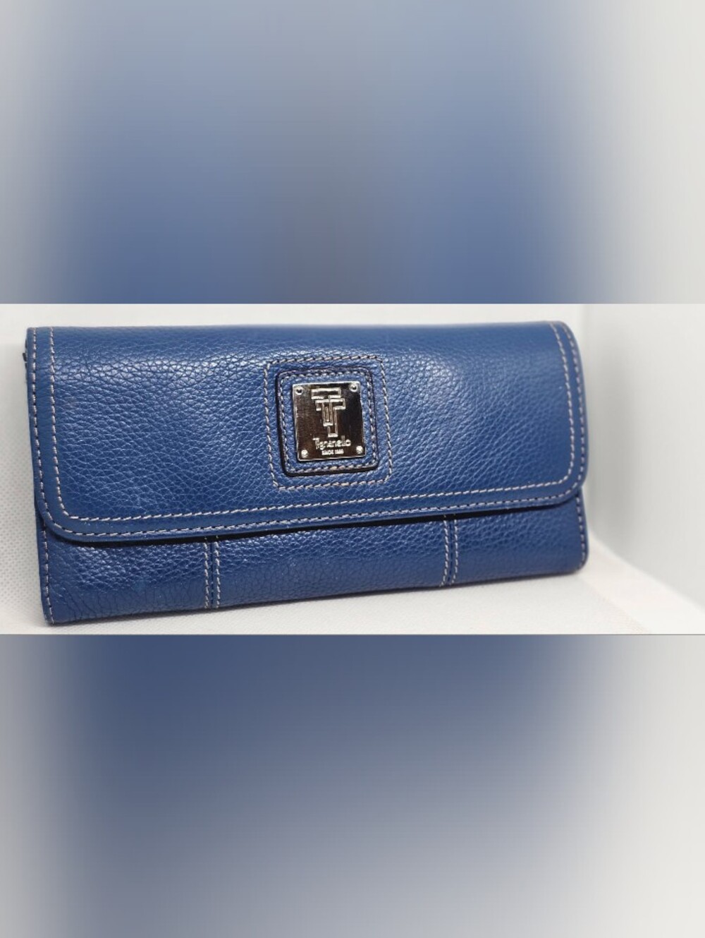 Tignanello Navy Blue Pebble Leather Continental Wallet